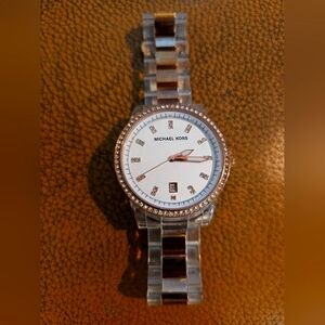 AUTHENTIC Michael Kors Rose Gold and Silver Crystal Watch Mk5405